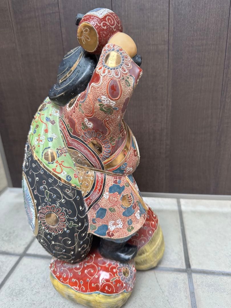 九谷焼 大黒天 置物 七福神 古美術品 金彩 骨董品 アンティーク　縁起物